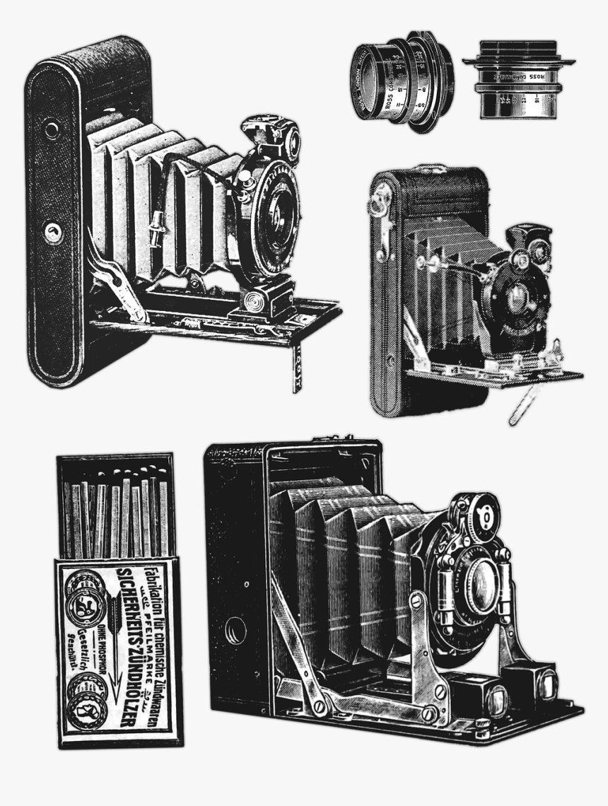 Vintage, Collage, Sheet, Old, Cameras, Camera Lens - Old Camera Illustration, HD Png Download, Free Download