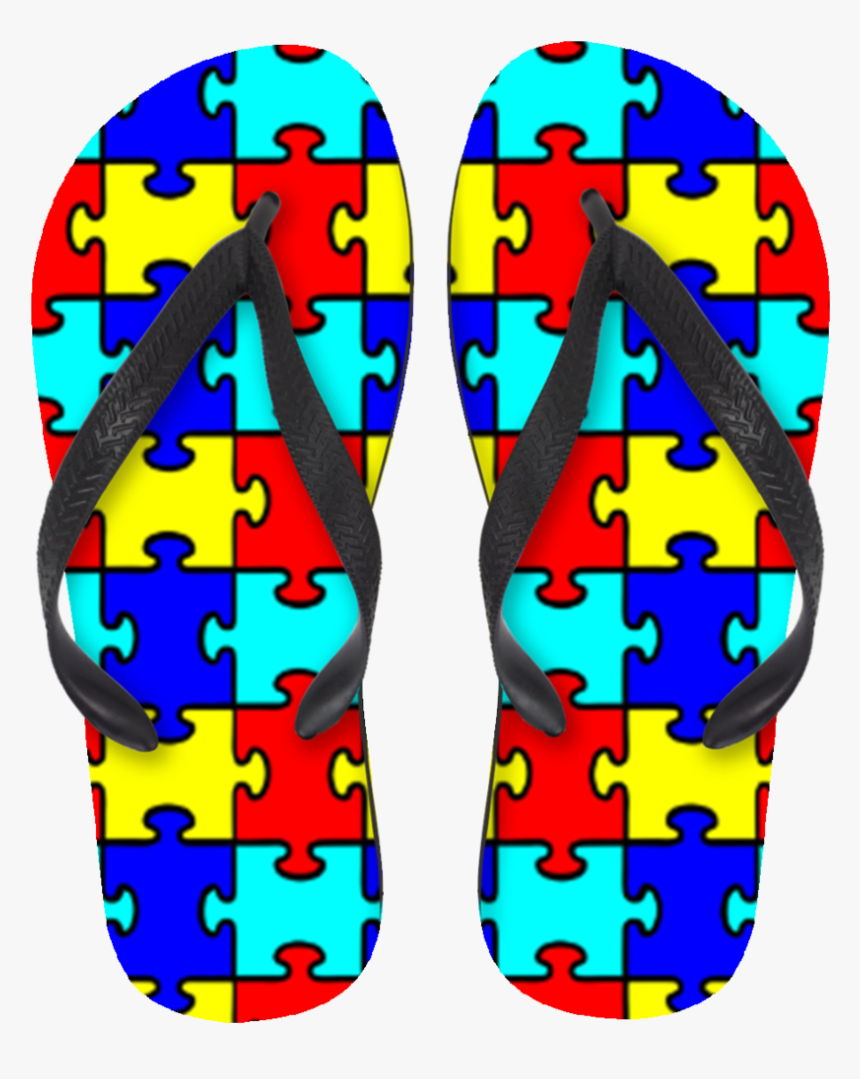Colorful Puzzle Pieces Flip Flops - Flip Flop Puzzle, HD Png Download, Free Download