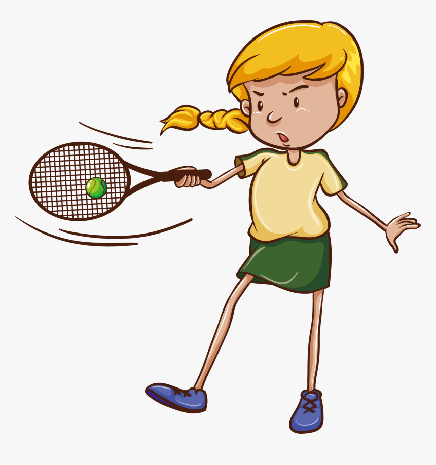 Transparent Girl Tennis Player Clipart - Drawing Of A People Play Tennis, HD Png Download, Free Download