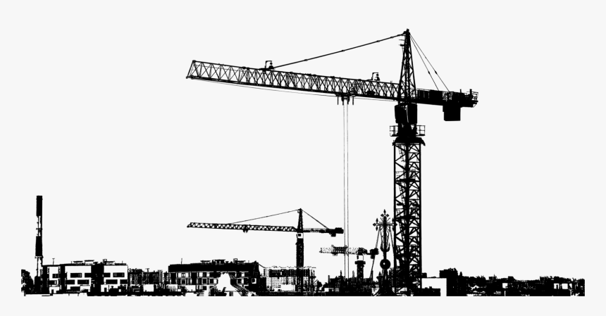 Construction Equipment,crane,tower - Silhouette Of City Construction, HD Png Download, Free Download