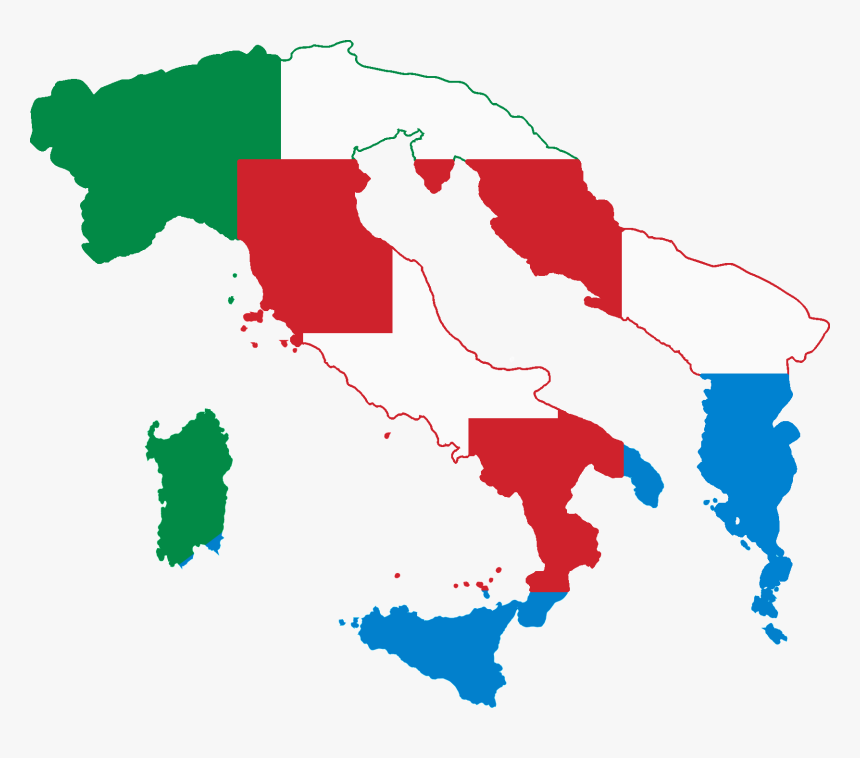 Flag Map Of The Italian Language - Map Of Italy To Trace, HD Png Download, Free Download