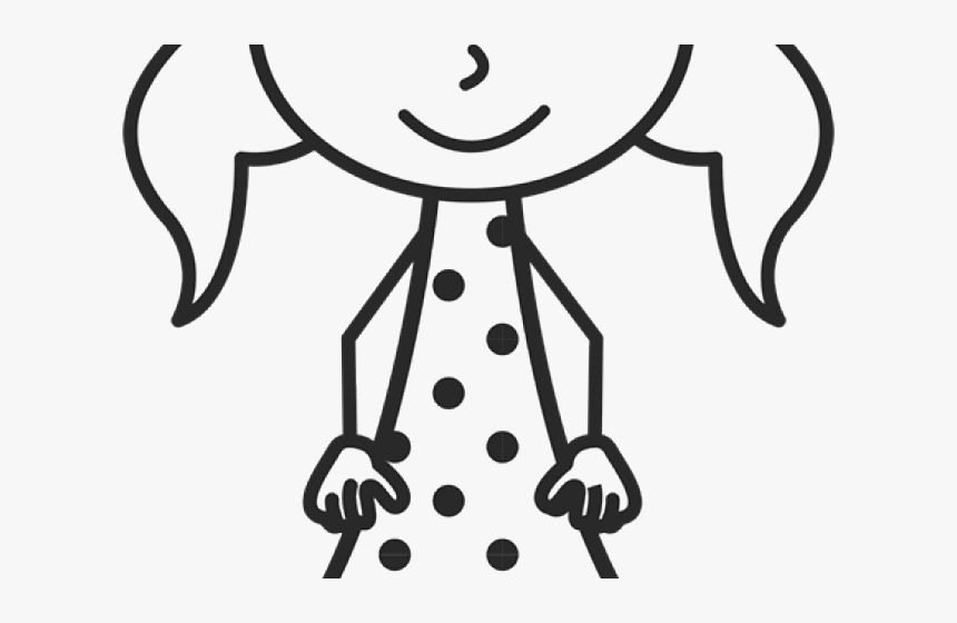 Black Hair Clipart Girl Pigtail - Stick Figure With Dress, HD Png Download, Free Download