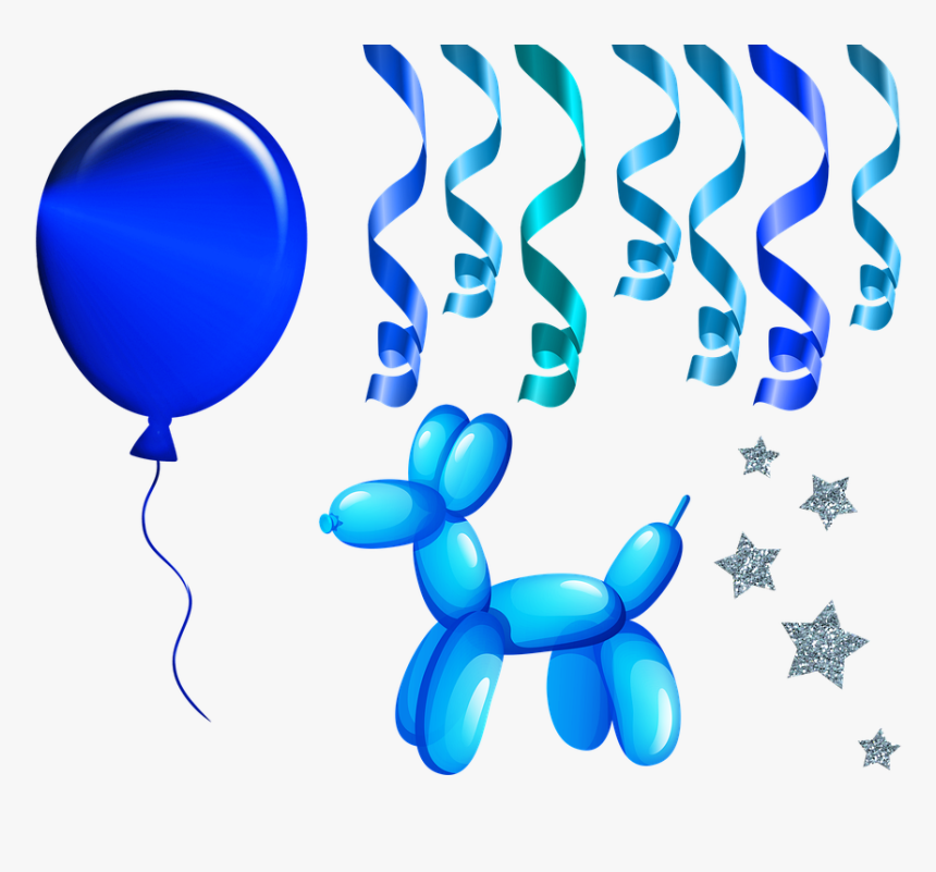Balloons, Blue Balloons, Streamers, Balloon Dog - Blue Balloon Dog Sticker, HD Png Download, Free Download