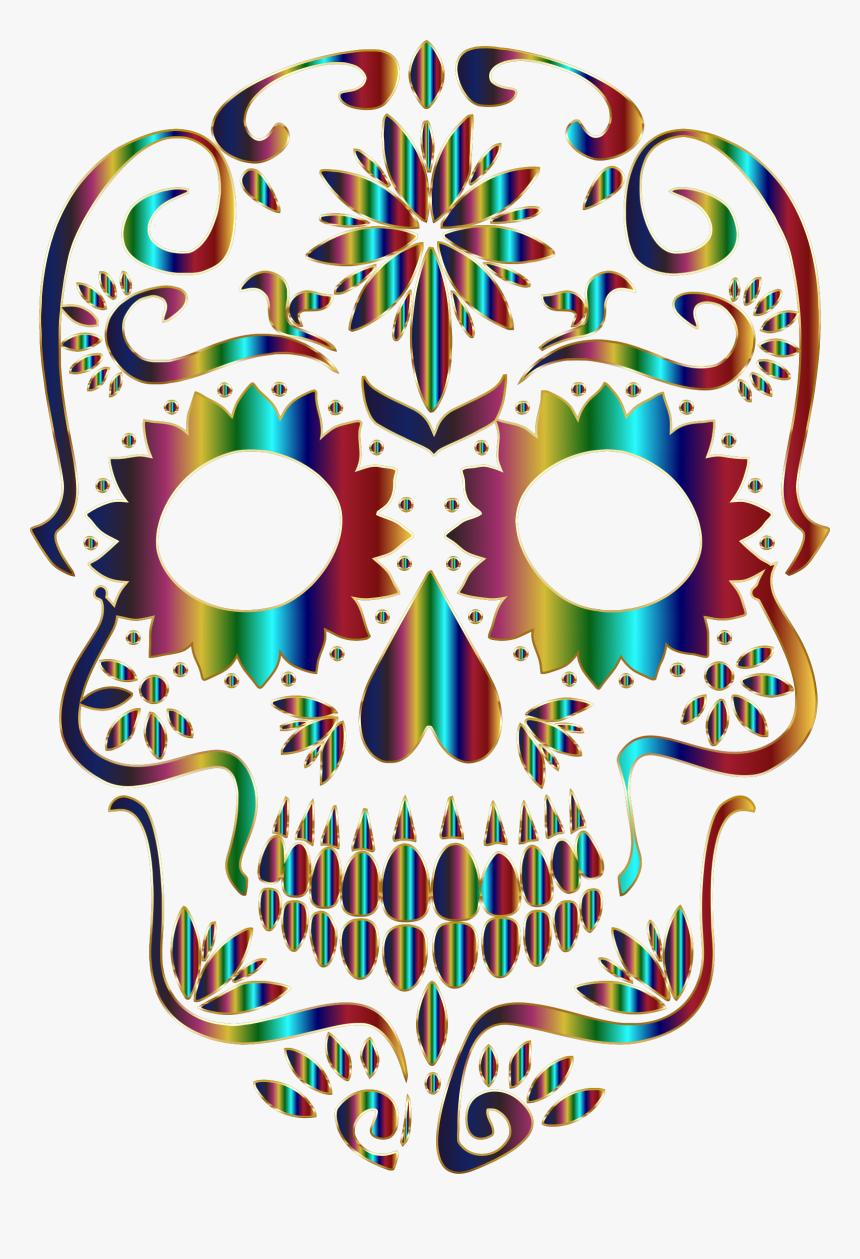 Chromatic Sugar Skull Silhouette 3 No Background Clip - Png Sugar Skull, Transparent Png, Free Download