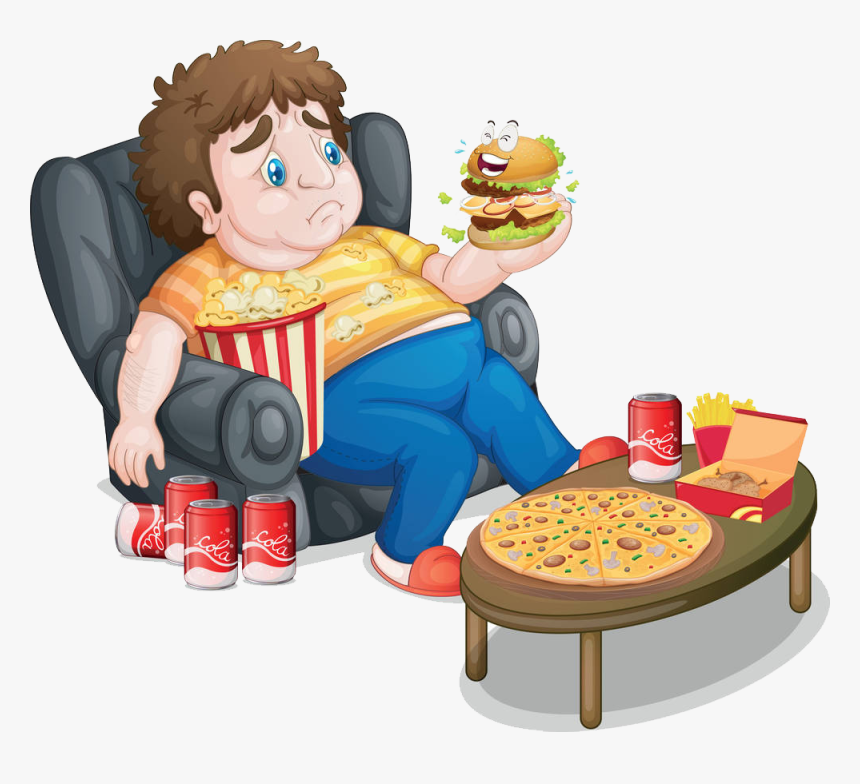 Clip Art Fat Man Eating - People That Don T Eat Healthy, HD Png Download, Free Download