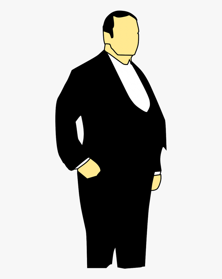 Fat Man In Suit Cartoon Clipart , Png Download - Man In A Tuxedo Clipart, Transparent Png, Free Download