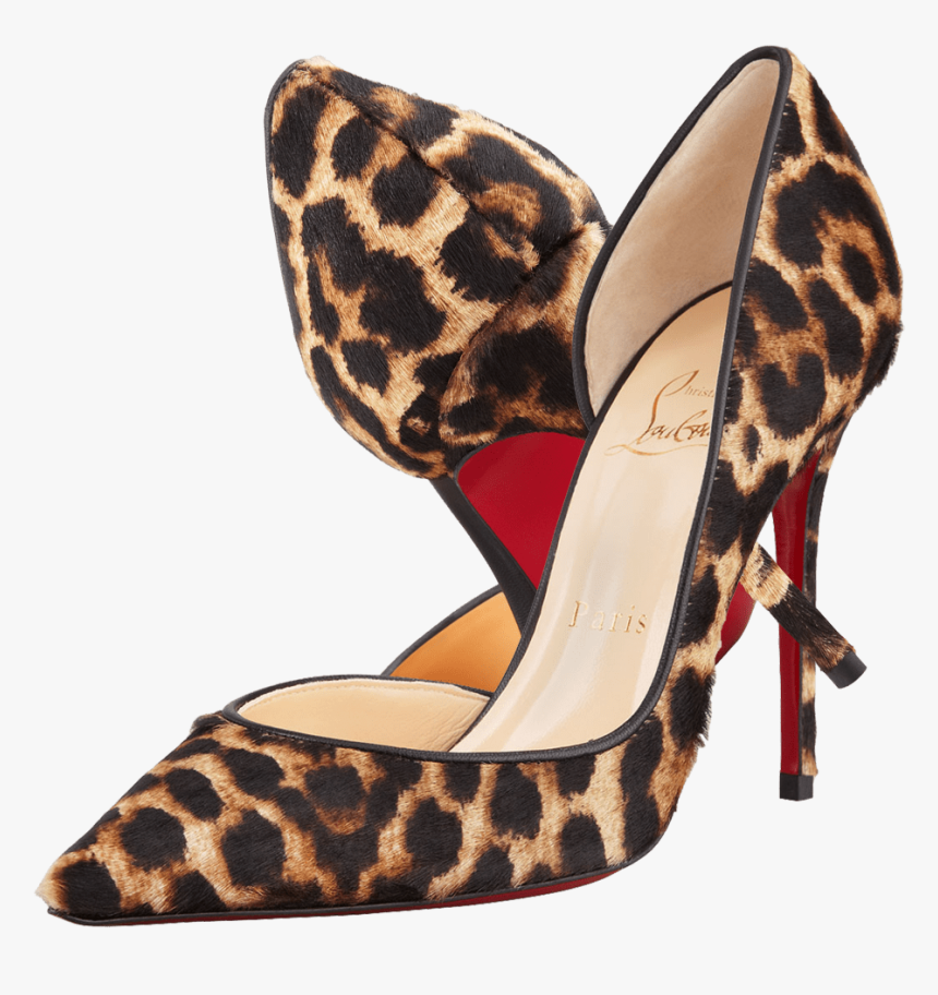 Louboutin Iriza D"orsay Leopard Print Calf Pumps Cheetah - Leopard Louis Vuitton Heels, HD Png Download, Free Download