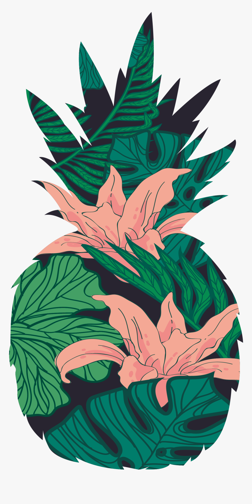Tropical Flower Pineapple Pattern - Abacaxi Flores Tropicais Png, Transparent Png, Free Download