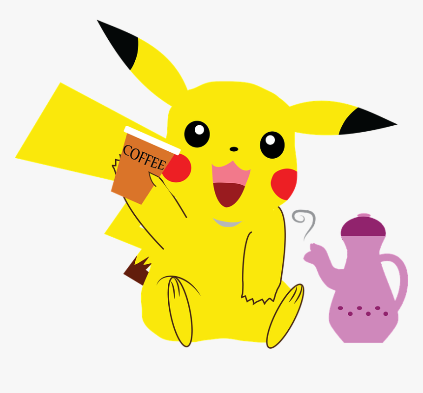 Pokemon, Pikachu, Coffee - Pikachu With Coffee, HD Png Download, Free Download