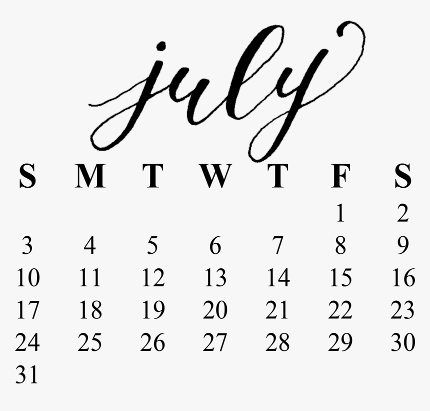 Calendar July 2018 Png