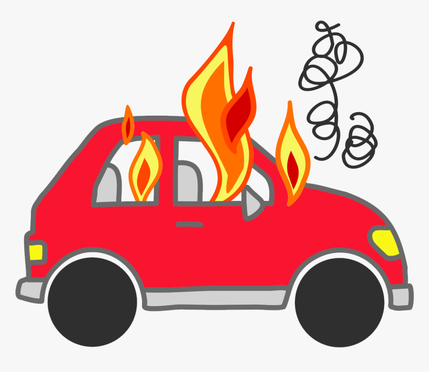 Cars On Fire Png Clipart - Red Car On Fire, Transparent Png, Free Download