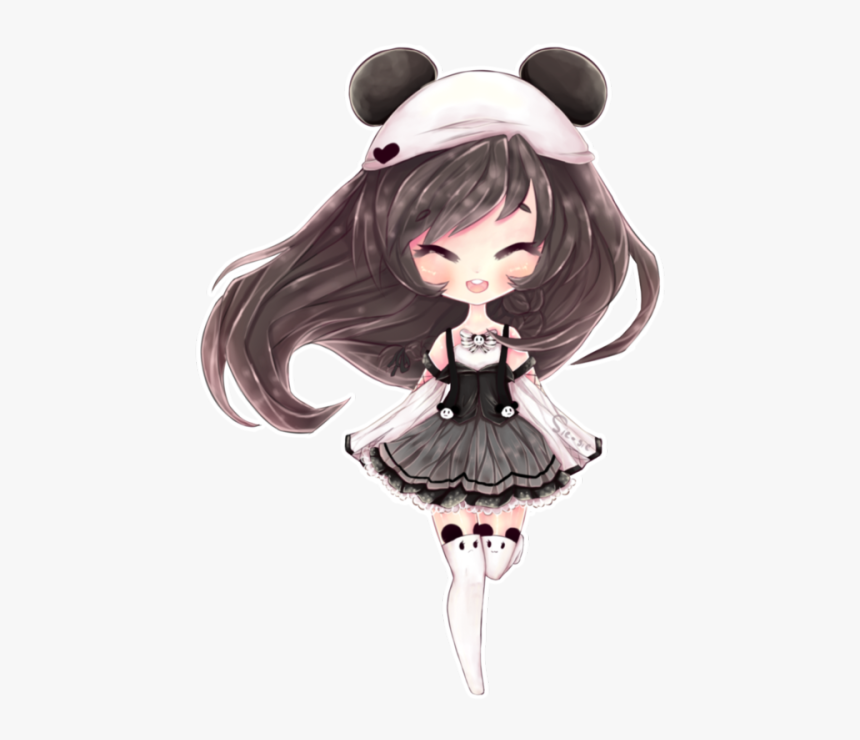 Kawaii Anime Panda Girl , Png Download - Cute Anime Panda Drawing, Transparent Png, Free Download