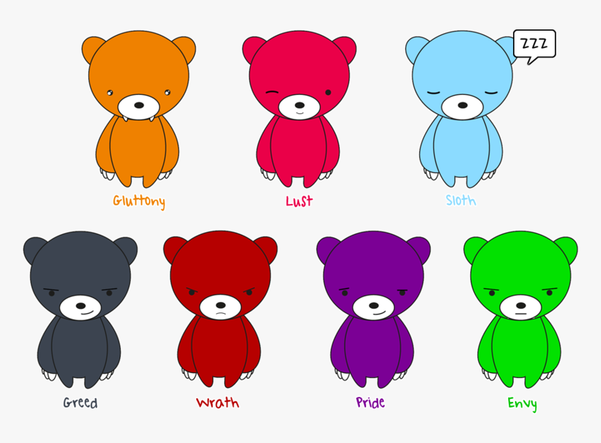 Drawing Pandas Easy Transparent Png Clipart Free Download - Seven Teddy Bears Clipart, Png Download, Free Download