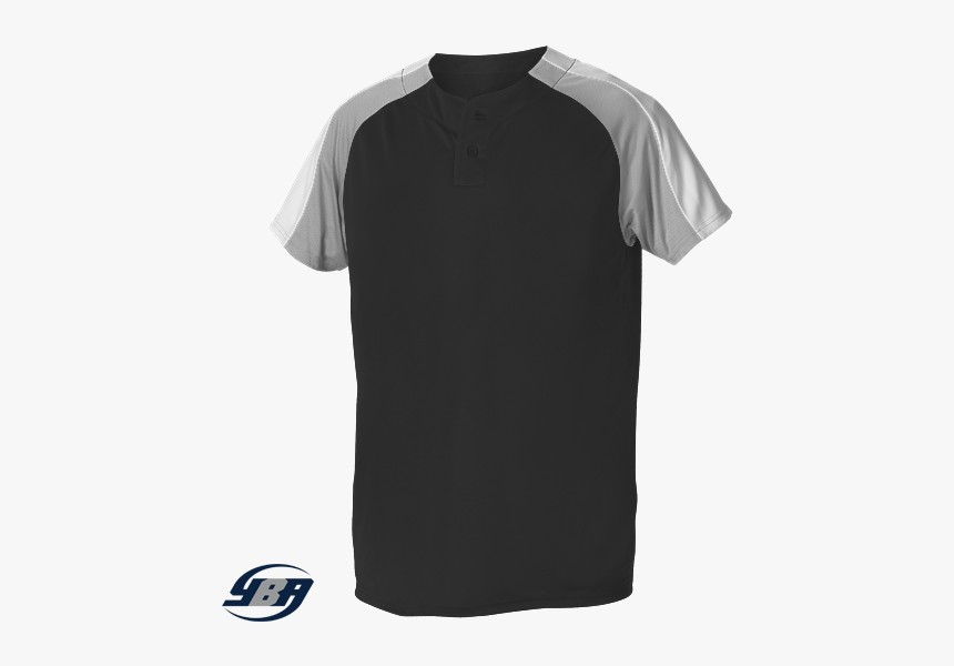 Button Henley Baseball Jersey Black - Alleson, HD Png Download, Free Download