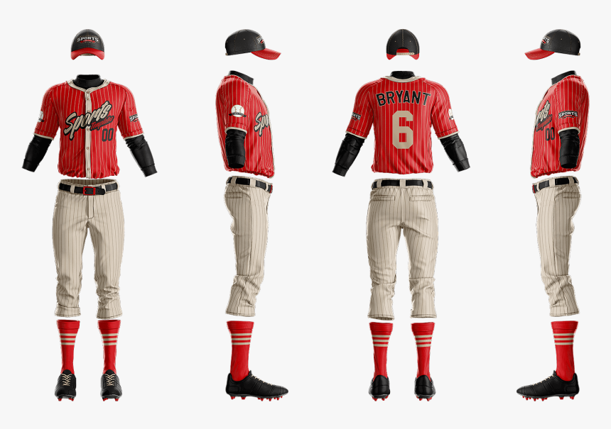 Baseball Jersey Template Pants And Socks Design Red - Baseball Uniform Mockup, HD Png Download, Free Download