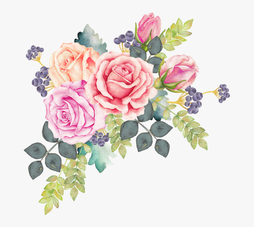 Assorted Color Flowers Illustration Watercolour Flowers - Watercolor Flower Bouquet Png, Transparent Png, Free Download