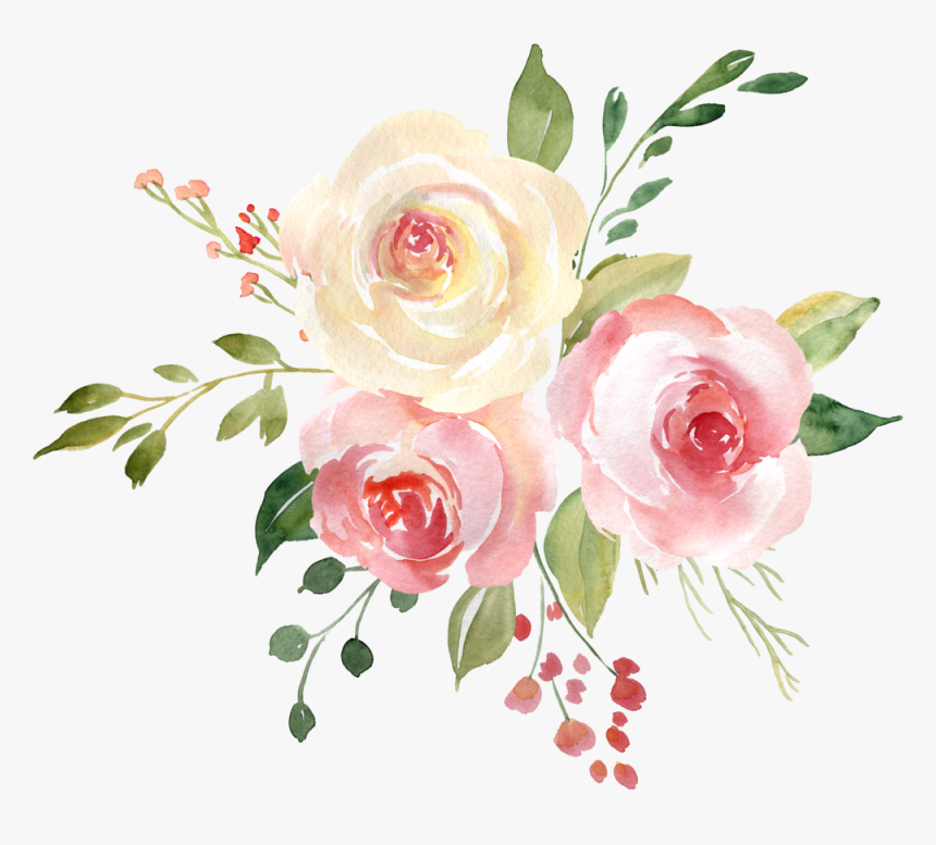 Watercolor Roses Fiesta Bouquet - Flower Bouquet, HD Png Download - kindpng