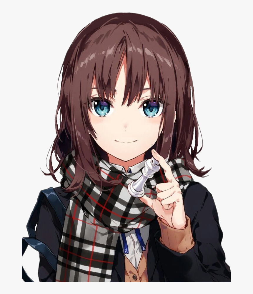 Anime Girl With Brown Hair And Blue Eyes, HD Png Download, Free Download