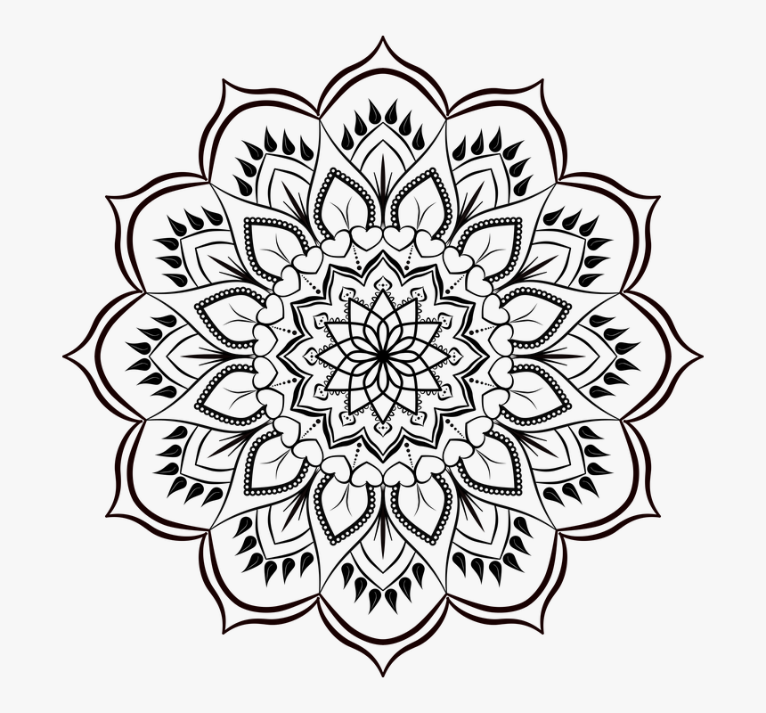 Mandala, Pattern, Flower, Black, White, Decorative - Flower Art Black And White, HD Png Download, Free Download