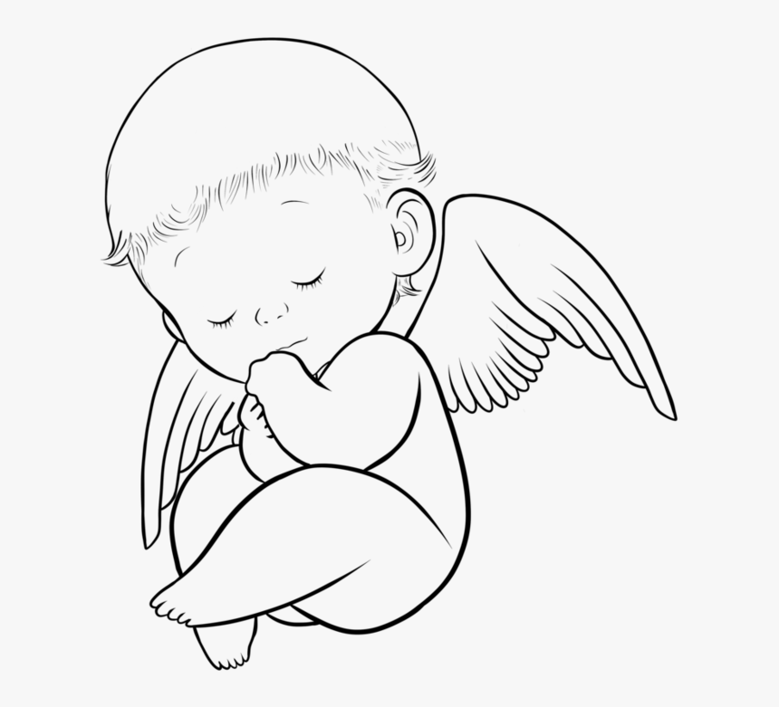 Baby Angel Wings Clipart - Baby Angel Clipart Black And White, HD Png Download, Free Download