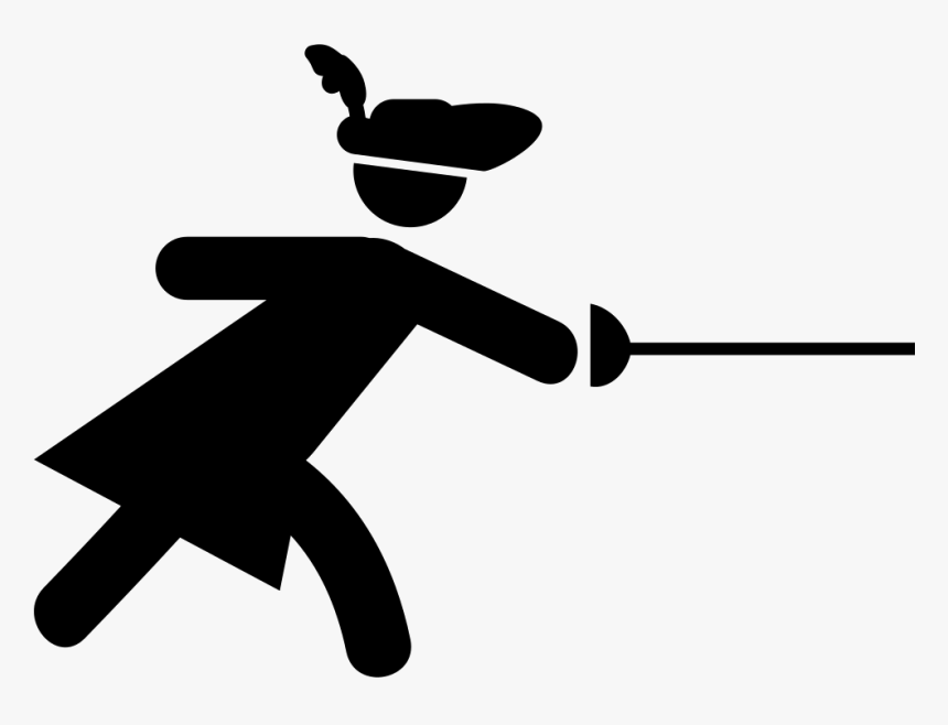 Fencing Clipart Stick Figure - Stick Figure With Sword, HD Png Download, Free Download
