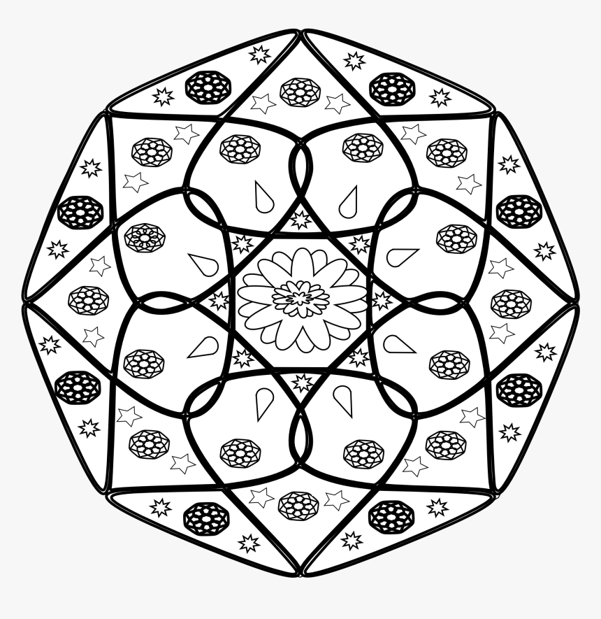 Mandala Black White Line Art Flag 999px - 4th Dimension Symbol, HD Png Download, Free Download