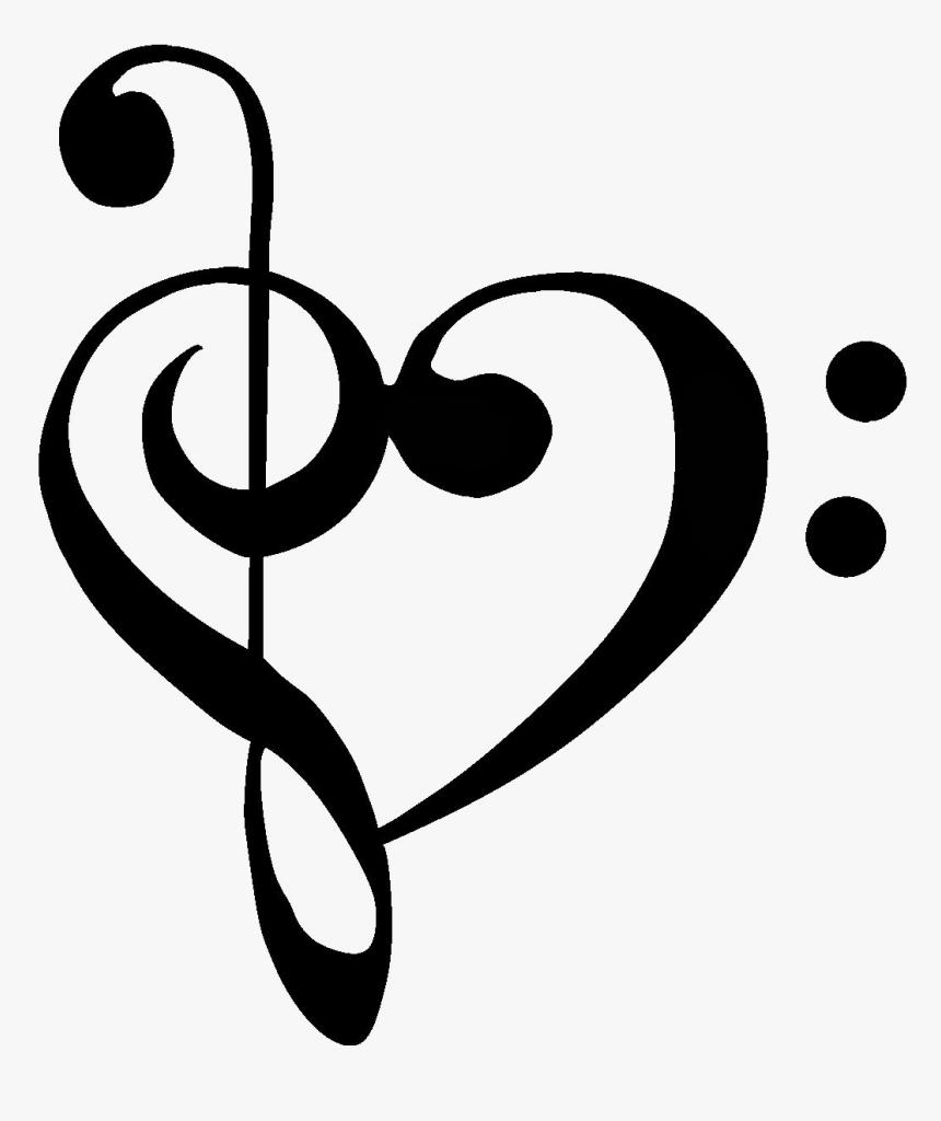 Transparent Music Note Border Png - Treble Clef Bass Clef Heart Png, Png Download, Free Download