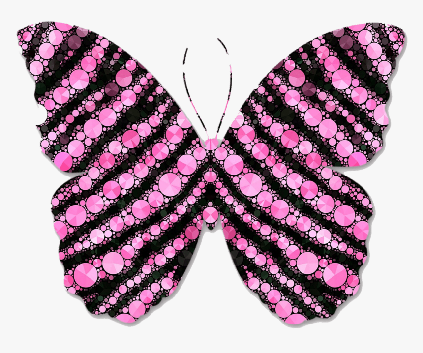 Pink And Black Circles Butterfly Clipart - Mariposas Negras Y Rosadas, HD Png Download, Free Download