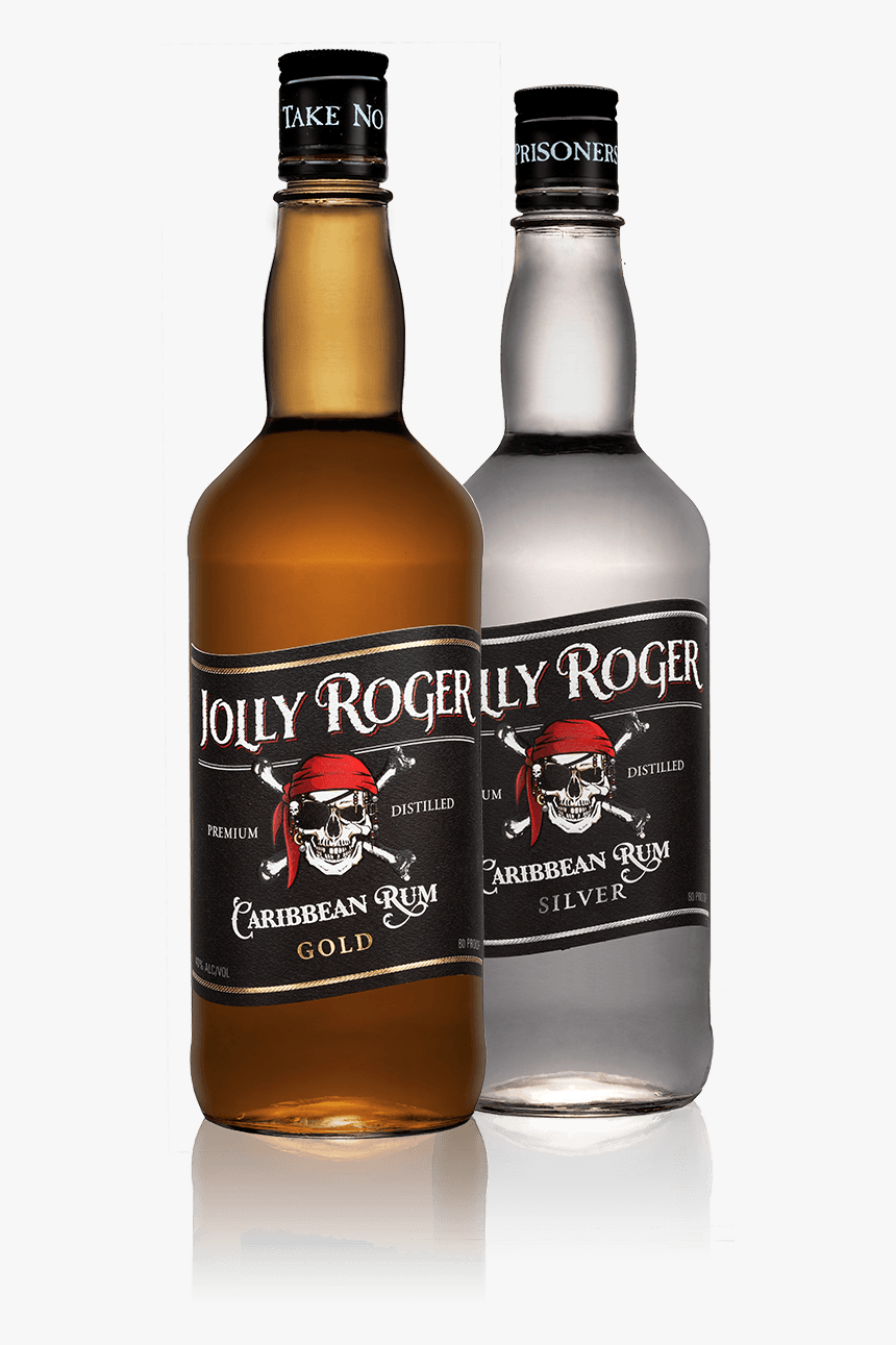 Silver And Gold Bottles - Jolly Roger Spiced Rum, HD Png Download, Free Download
