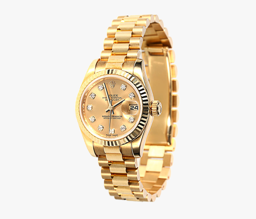 Gold Clock Watch Rolex Watches Mechanical Table Clipart - Rolex Png, Transparent Png, Free Download