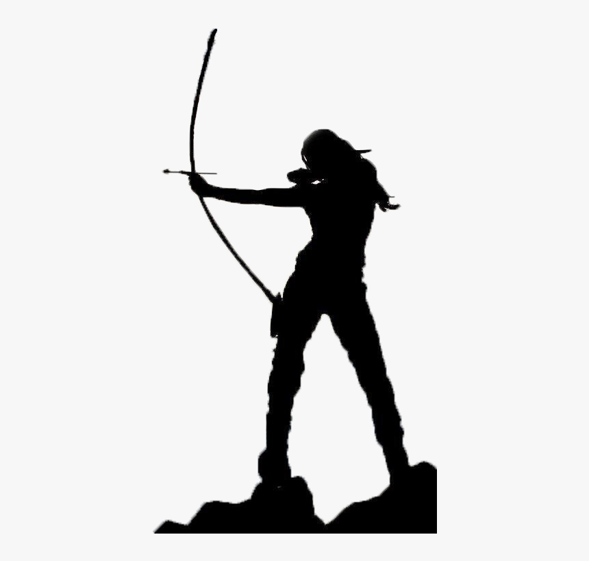 Clip Art Bow And Arrow Silhouette - Girl Hunting Bow And Arrow, HD Png Download, Free Download