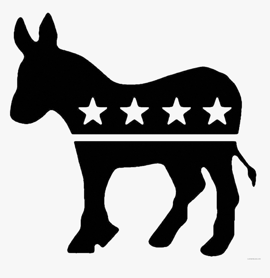 Clip Art Donkey Black And White - Democrat Black And White, HD Png Download, Free Download