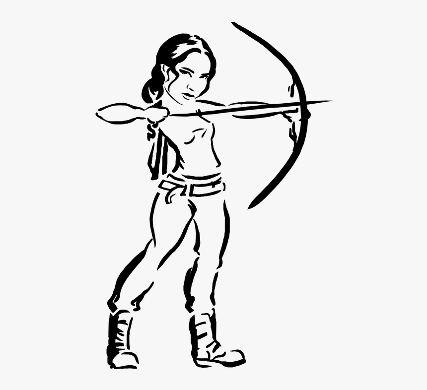 Archer, Katniss, Hunger, Bow, Games, Drawing, Arrow - Hunger Games Katniss Drawing, HD Png Download, Free Download