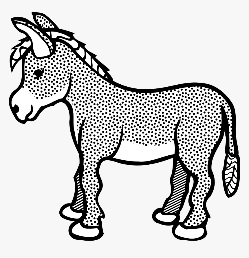 Donkey Drawing Outline At Getdrawings - Donkey Clipart Black And White, HD Png Download, Free Download