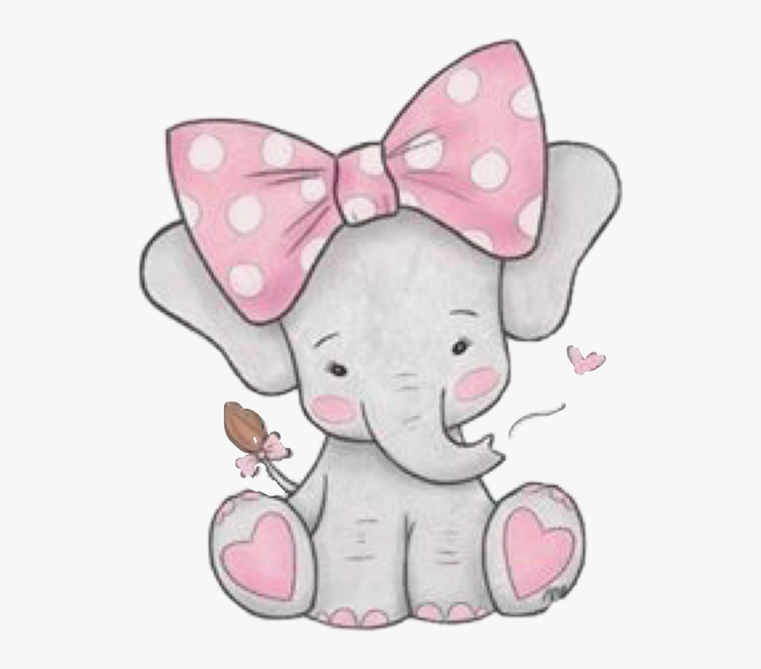 Transparent Pink Bow Clipart - Pink Baby Elephant Clipart, HD Png Download, Free Download