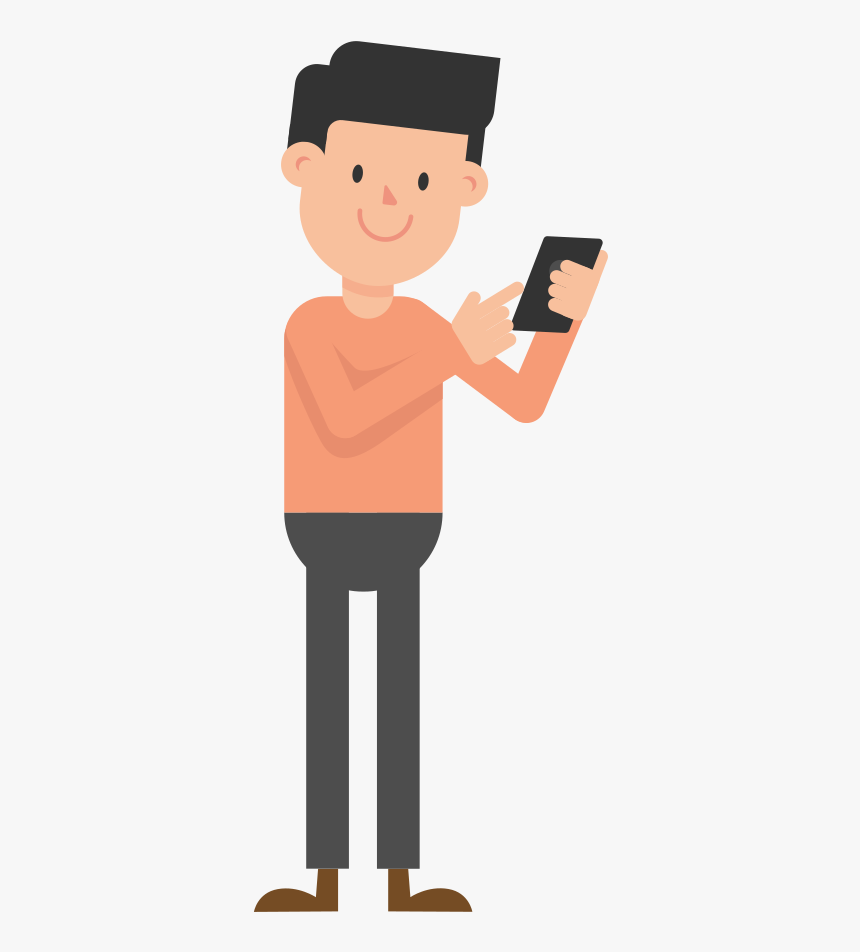 Fileman Looking - Looking At Phone Cartoon, HD Png Download, Free Download