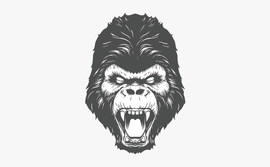 Clip Art Printed Vinyl Gorilla Head - Cartoon Gorilla Mouth Open, HD Png Download, Free Download