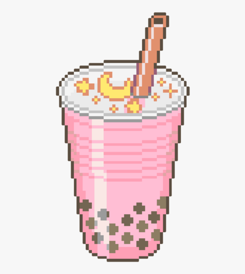 #overlay #png #filter #freetoedit #boba #drink #pastel - Bubble Tea Pixel Art, Transparent Png, Free Download