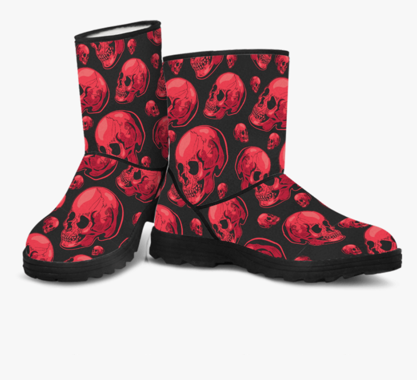 Red Skull Faux Fur Boots - Snow Boot, HD Png Download, Free Download