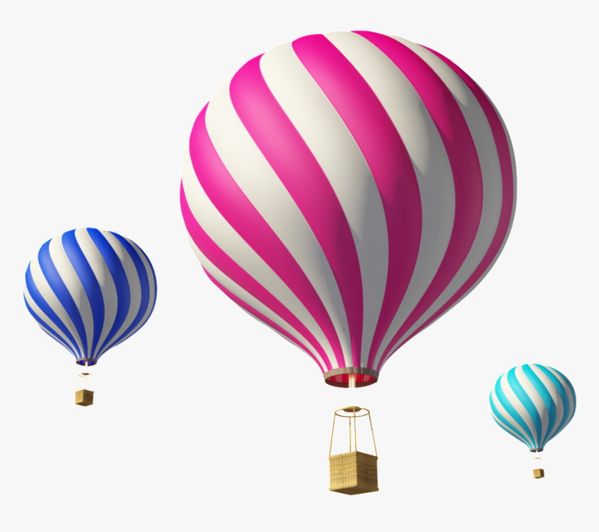 Three Hot Air Balloon Transparents - Blue Hot Air Balloon, HD Png Download, Free Download