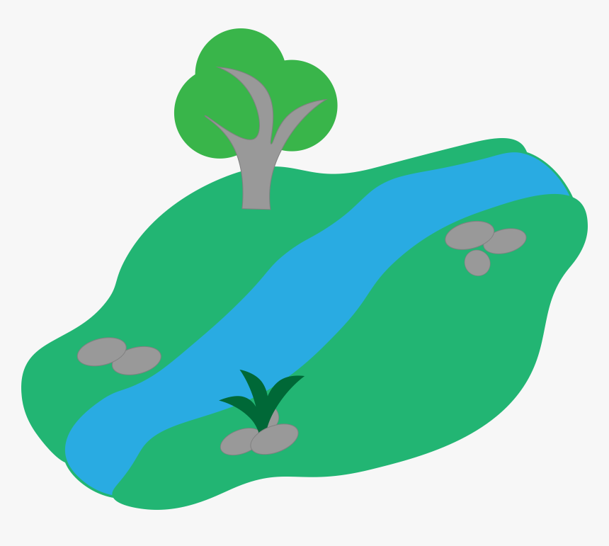 Basic Stream With Basic Tree Clip Arts - Stream Clipart, HD Png Download, Free Download