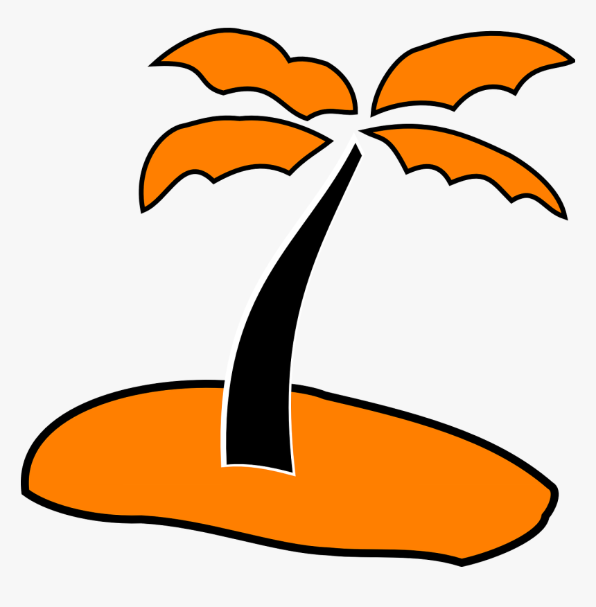 Palm Tree Sand Orange Black Beach Summer - Clip Art, HD Png Download, Free Download