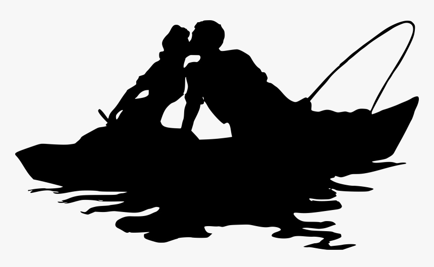 Boat Silhouette Png - Fishing Couple Clipart, Transparent Png, Free Download