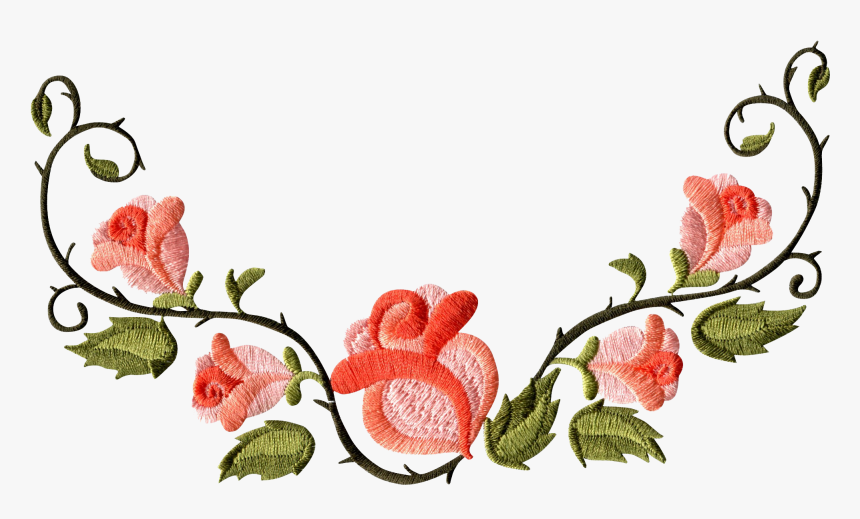 Rose Floral Pattern Border Clipart , Png Download - Flower Border Embroidery Designs, Transparent Png, Free Download