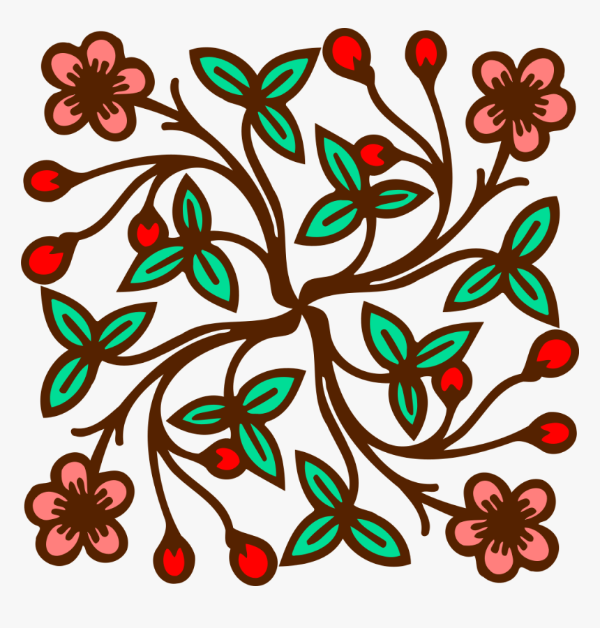 Floral Design 100 - Flower Embroidery Drawing, HD Png Download, Free Download