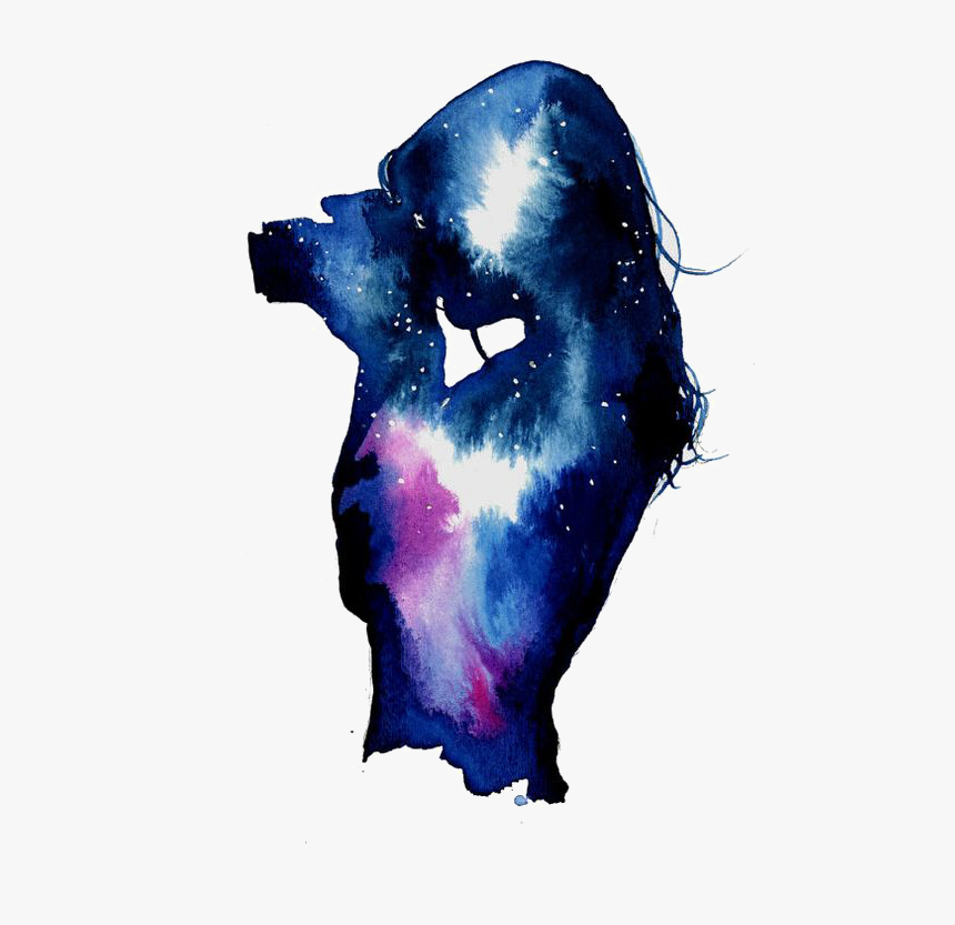 #silhouette #camera #galaxy #girl #photographer #woman - Universo Aquarela, HD Png Download, Free Download