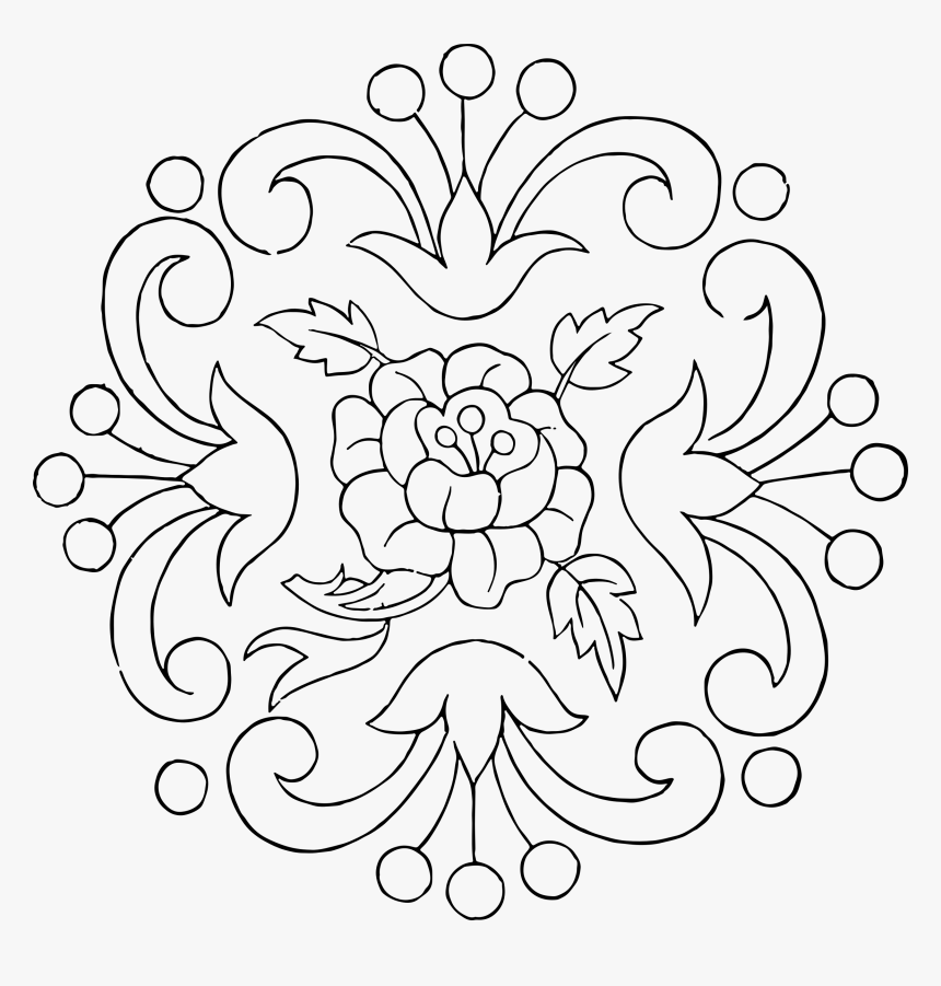 Vintage Floral Embroidery Pattern - Printable Flower Embroidery Patterns, HD Png Download, Free Download