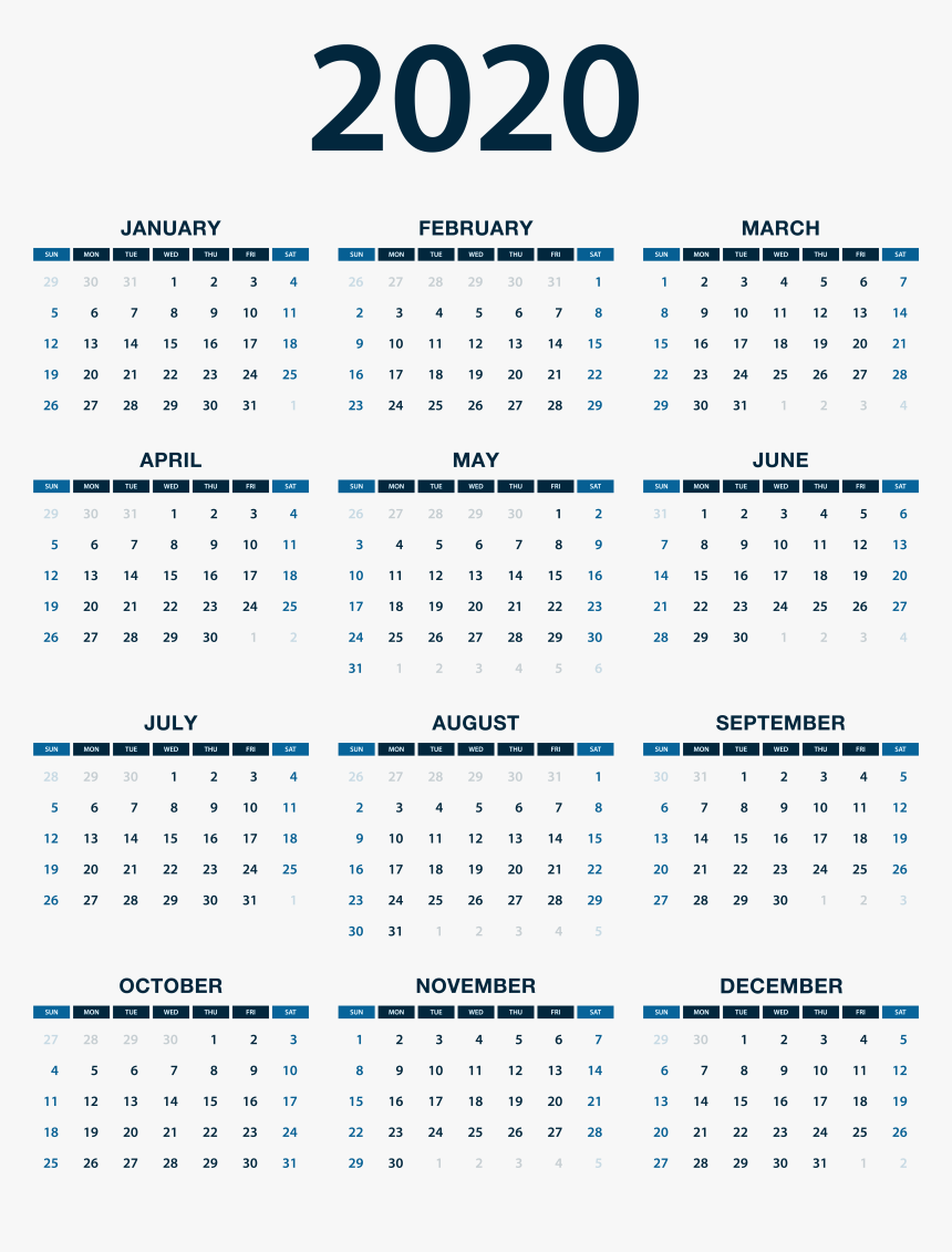 2020 Calendar Png Photo, Transparent Png, Free Download