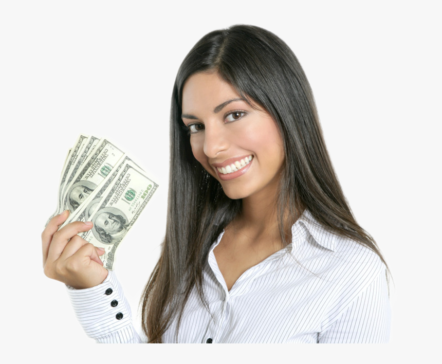 We Loan More - Woman Holding Money Png, Transparent Png, Free Download