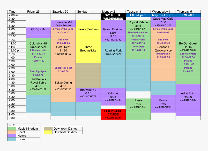 Walt Disney World Trip Schedule, HD Png Download, Free Download